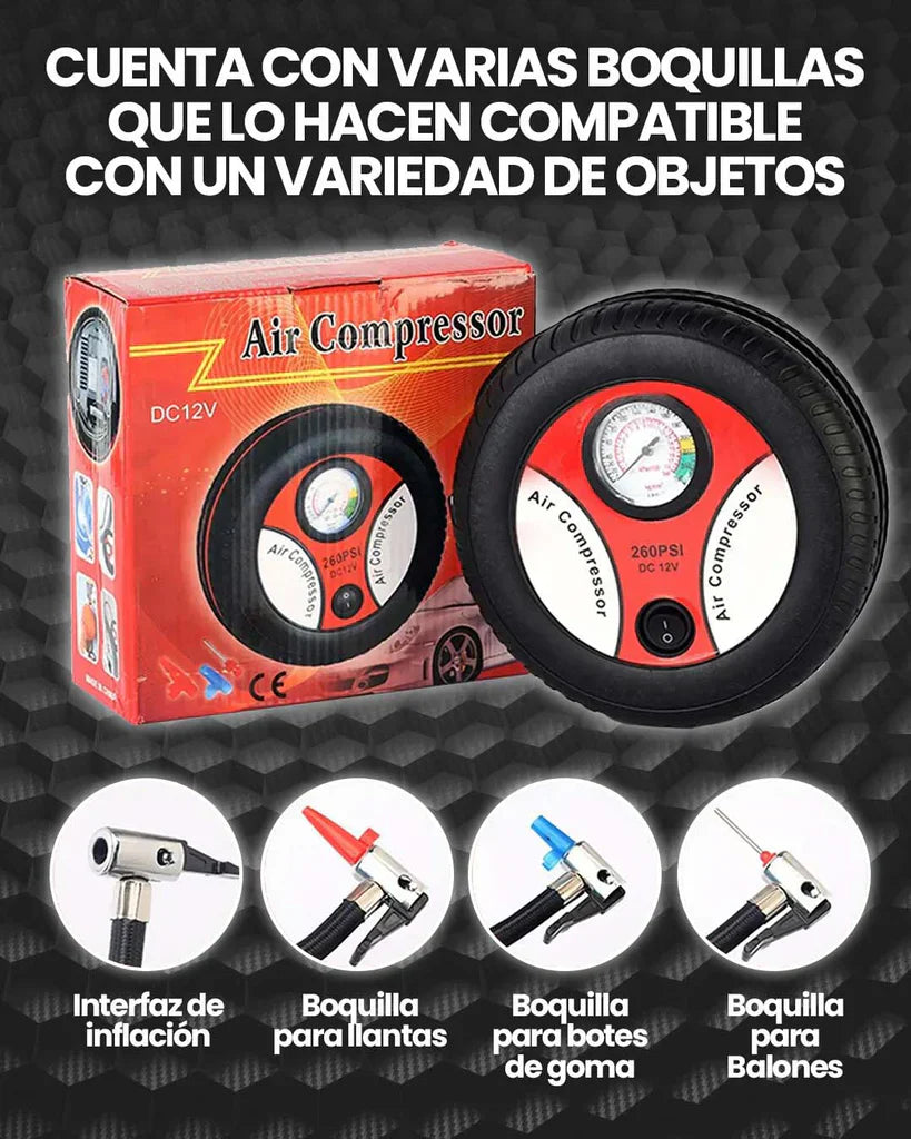 Inflador De Llantas Compresor Carro Portátil 12v / 260 Psi