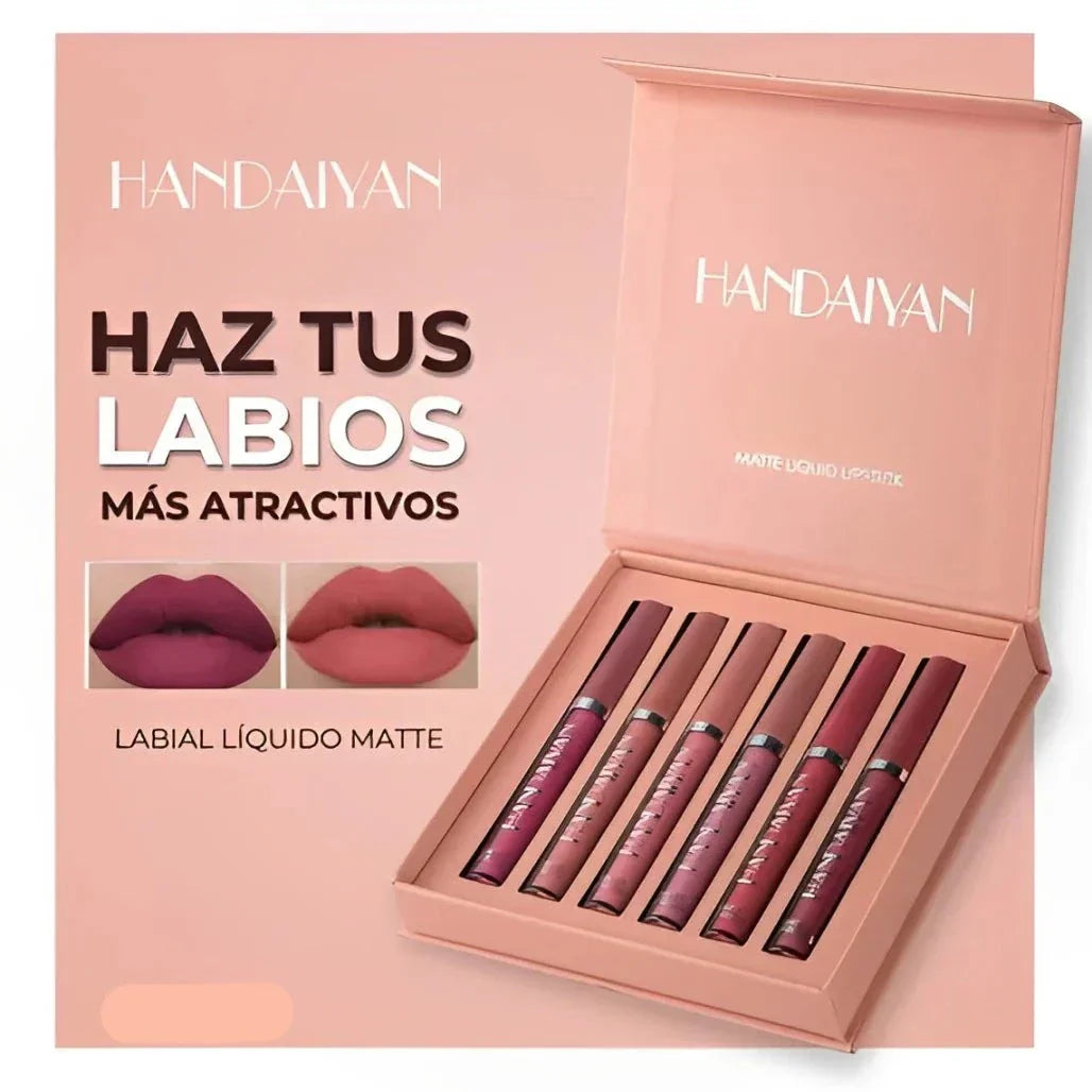 KIT DE 6 LABIALES HANDAIYAN MATE DE LARGA DURACIÓN💄💋🔥ÚLTIMAS UNIDADES🔥