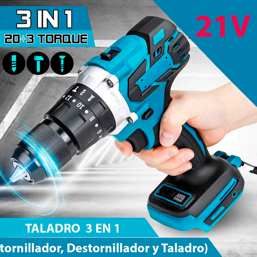 Taladro 3 en 1 (Atornillador, Destornillador y Taladro)