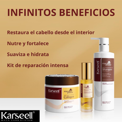 Pack de 3 unidades Mascarilla Maca System & Sérum de Aceite de Argán & Champú Maca Care karsell